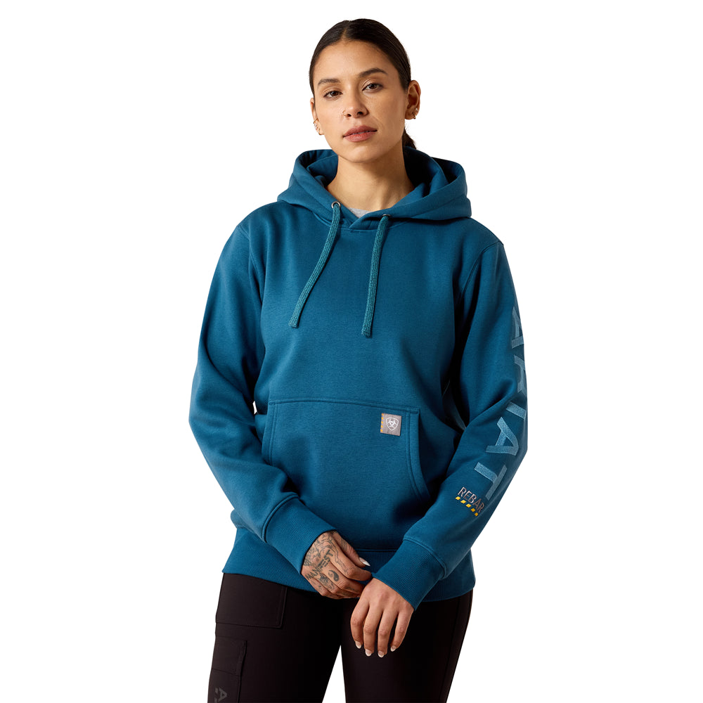 10079237 Ariat Women's Rebar Graphic Hoodie - Deep Dive/Storm Blue