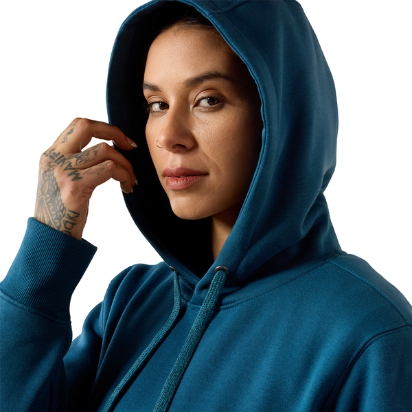 10079237 Ariat Women's Rebar Graphic Hoodie - Deep Dive/Storm Blue