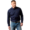10079252 Ariat Men's Solid Twill Classic Fit Long Sleeve Western Buttondown Shirt - Navy