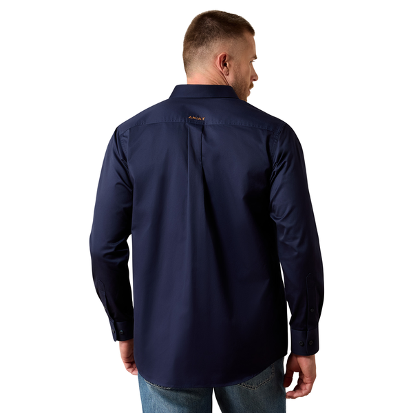 10079252 Ariat Men's Solid Twill Classic Fit Long Sleeve Western Buttondown Shirt - Navy