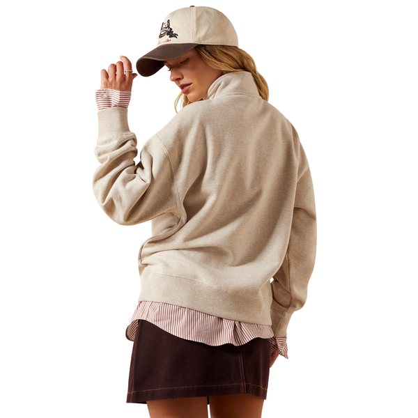 10079255 Ariat Women's Running Wild 1/2 Zip Sweatshirt - Oatmeal Heather