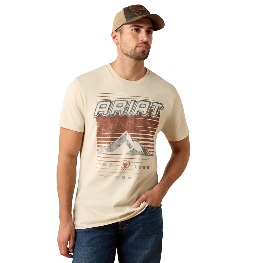 10079270 Ariat Men's Nineties Cowboy Short Sleeve T-Shirt - Natural