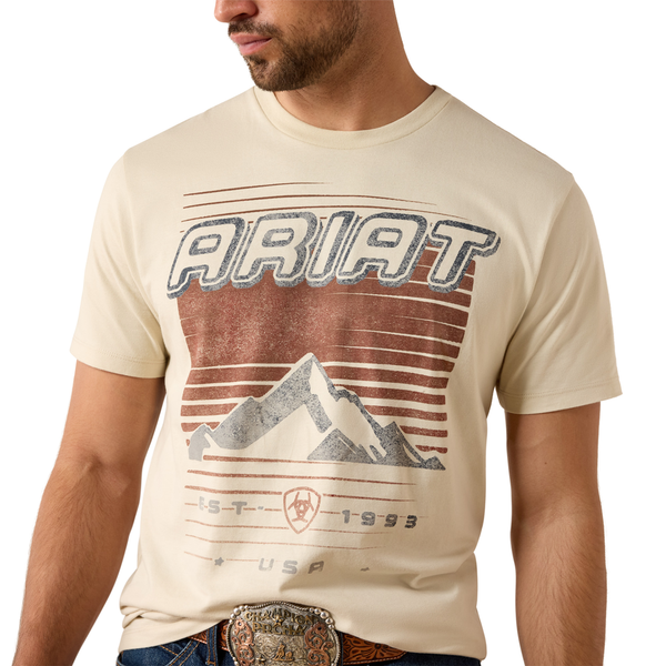 10079270 Ariat Men's Nineties Cowboy Short Sleeve T-Shirt - Natural