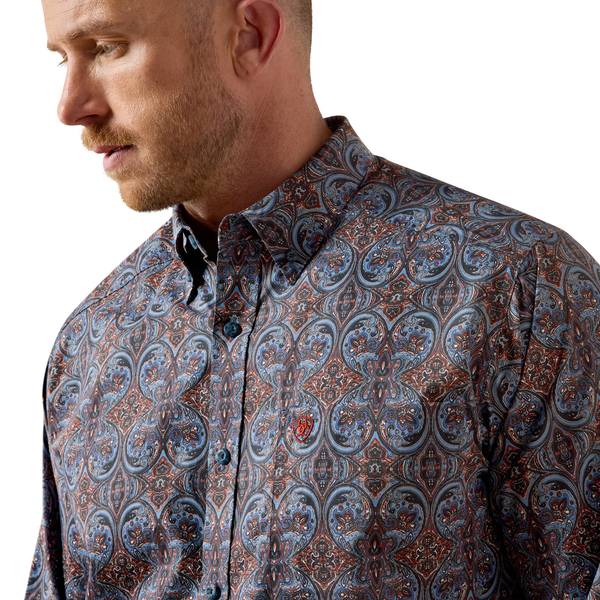 10079285 Ariat Men's Cypress Classic Fit Long Sleeve Buttondown Shirt - Quiet Harbor Paisley Print