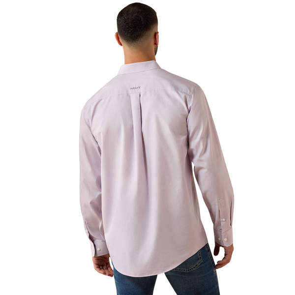 10079286 Ariat Men's Wrinkle Free Solid Pinpoint Oxford Classic Fit Long Sleeve Buttondown Shirt - Purple Ash