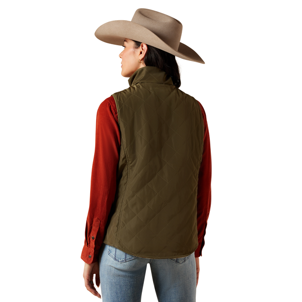 10079319 Ariat Women's Dilon 2.0 Reversible Insulated Vest - Ivy Green/Wild Horse Print
