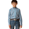 10079358 Ariat Boys' Pro Series Walter Classic Fit Long Sleeve Buttondown Shirt - Lyons Blue Small Plaid