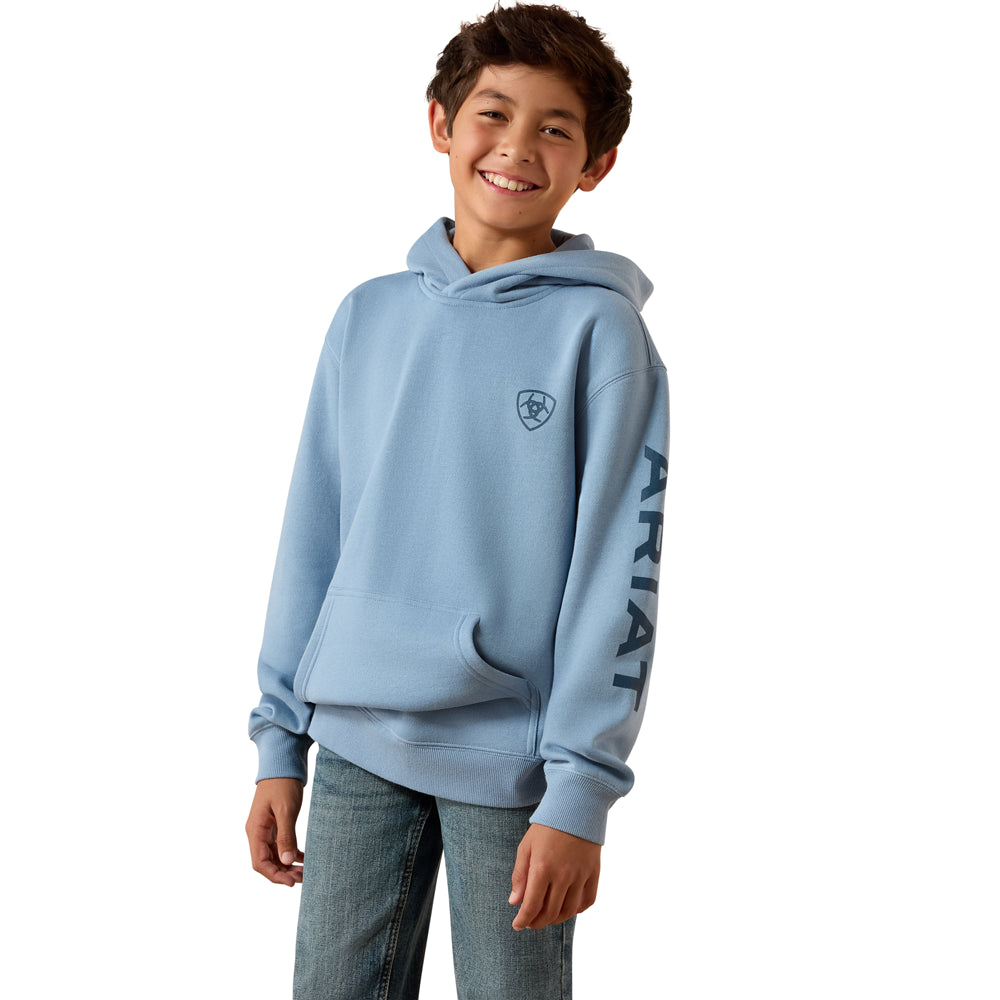 10079362 Ariat Boys Logo Hoodie - Light Denim