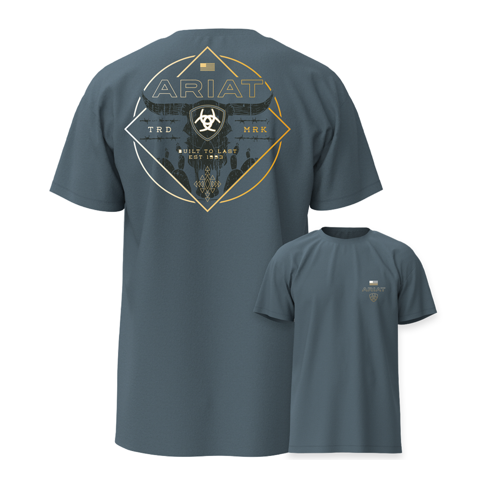 10079365 Ariat Men's Triple Stacker Short Sleeve T-Shirt - Light Denim
