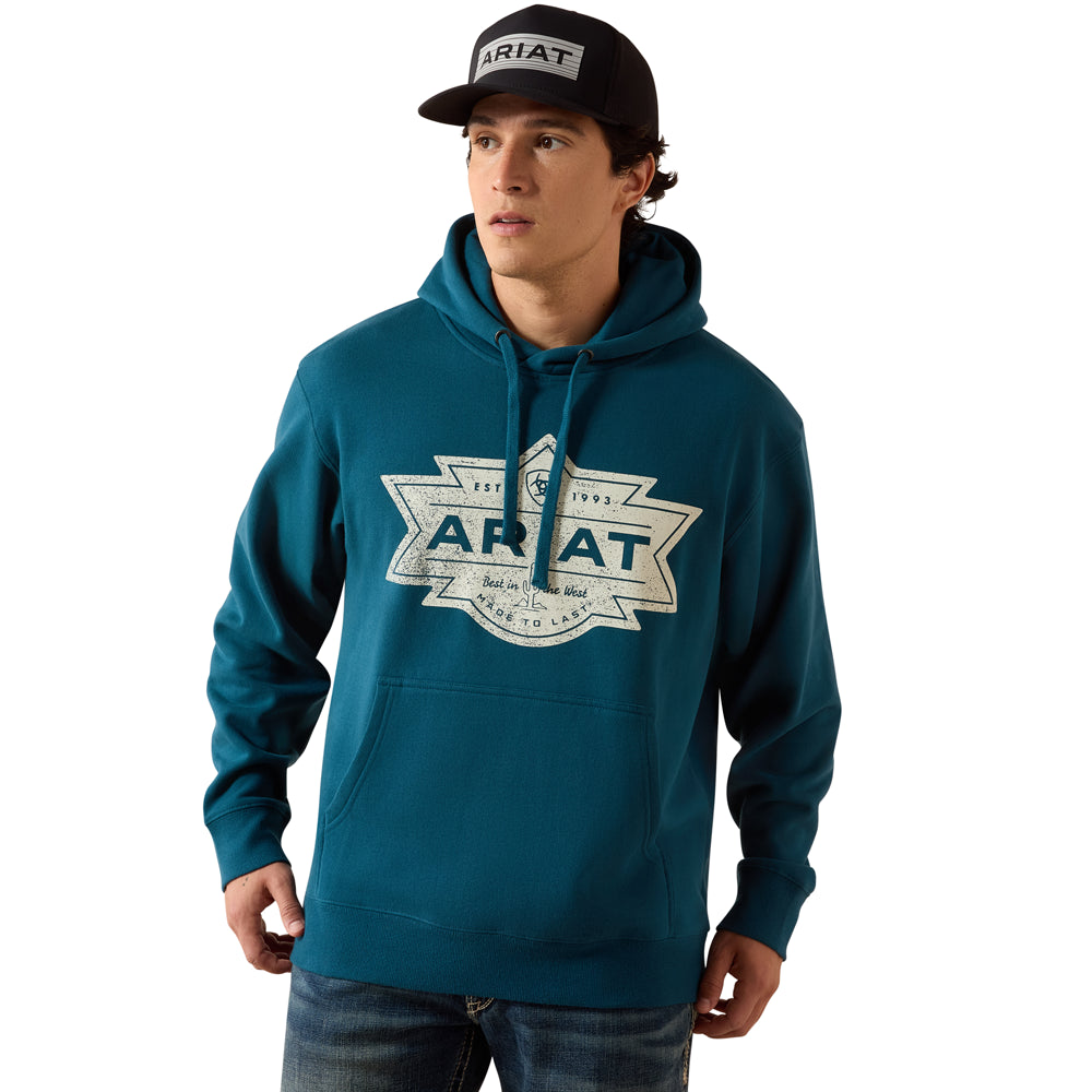 10079368 Ariat Men's Mesa Motif Hoodie - Legion Blue