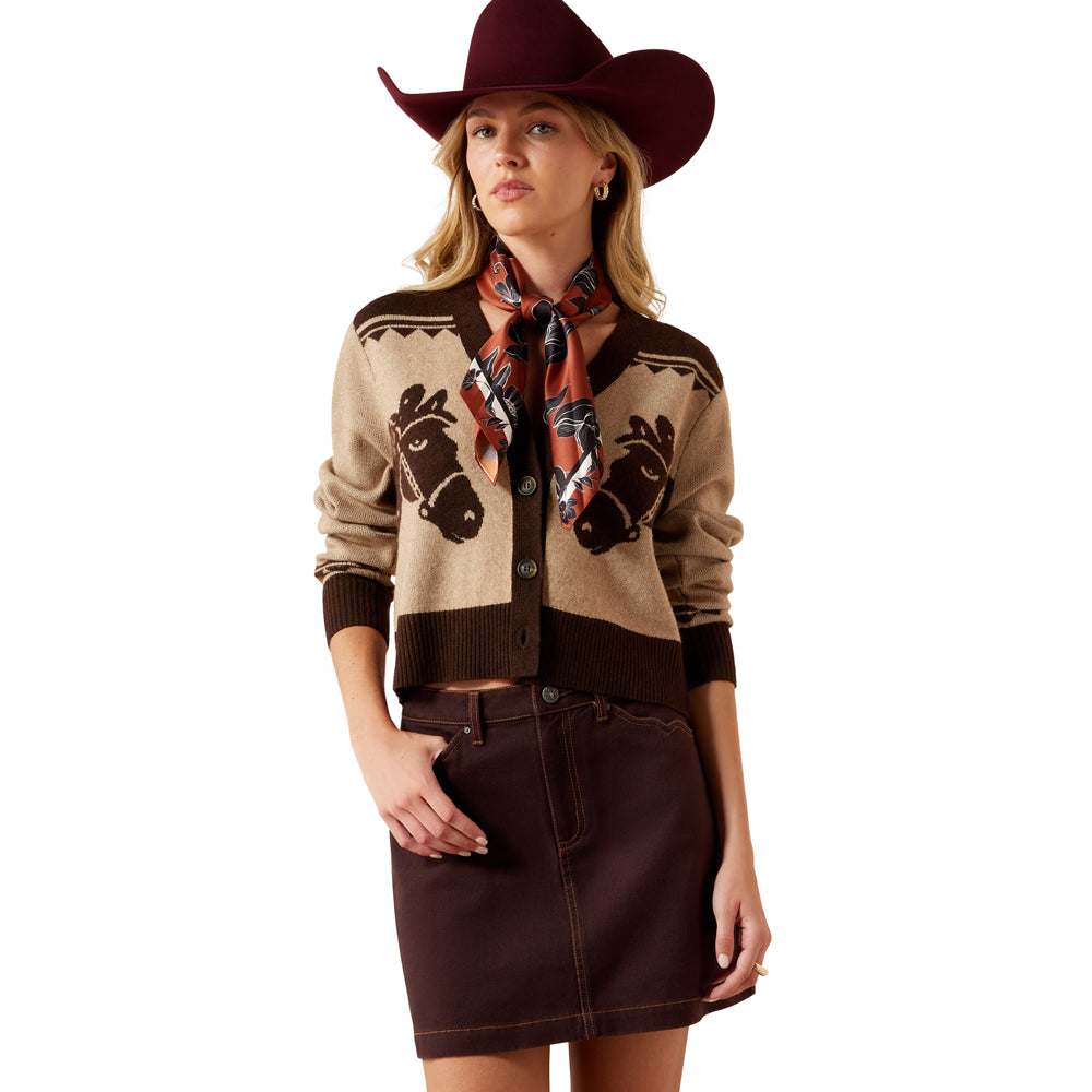 10079394 Ariat Women's Colter Cardigan - Tiger's Eye/Chicory Coffee