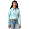 10079439 Ariat Girls' Kirby Long Sleeve Western Stretch Shirt - Saltwater Henna Stripe