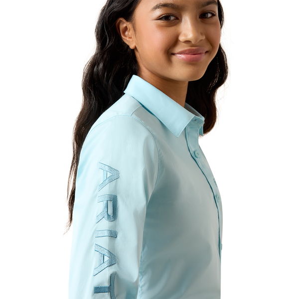 10079439 Ariat Girls' Kirby Long Sleeve Western Stretch Shirt - Saltwater Henna Stripe