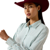 10079441 Ariat Women's Kirby Stretch Long Sleeve Shirt - Saltwater Henna Stripe