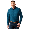 10079445 Ariat Men's Peck Classic Fit Long Sleeve Buttondown Shirt - Sailor Blue Medallion Print