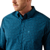 10079445 Ariat Men's Peck Classic Fit Long Sleeve Buttondown Shirt - Sailor Blue Medallion Print