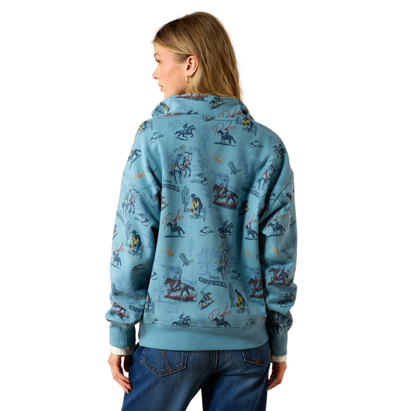 10079452 Ariat Women's Painted 1/2 Zip Sweatshirt - Retro Rodeo