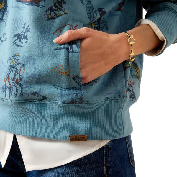 10079452 Ariat Women's Painted 1/2 Zip Sweatshirt - Retro Rodeo