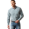 10079531 Ariat Men's Wrinkle Free Barclay Classic Fit Long Sleeve Buttondown Shirt - Blue Steel Multi Micro Plaid