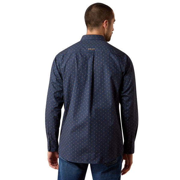 10079533 Ariat Men's Canyon Classic Fit Long Sleeve Buttondown Shirt - Blue Night Foulard Print