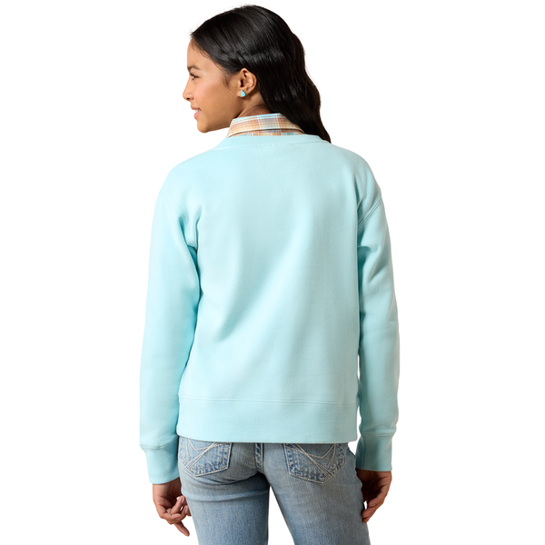 10079545 Ariat Girls' Stallion Crew Long Sleeve Sweatshirt - Aquaesque