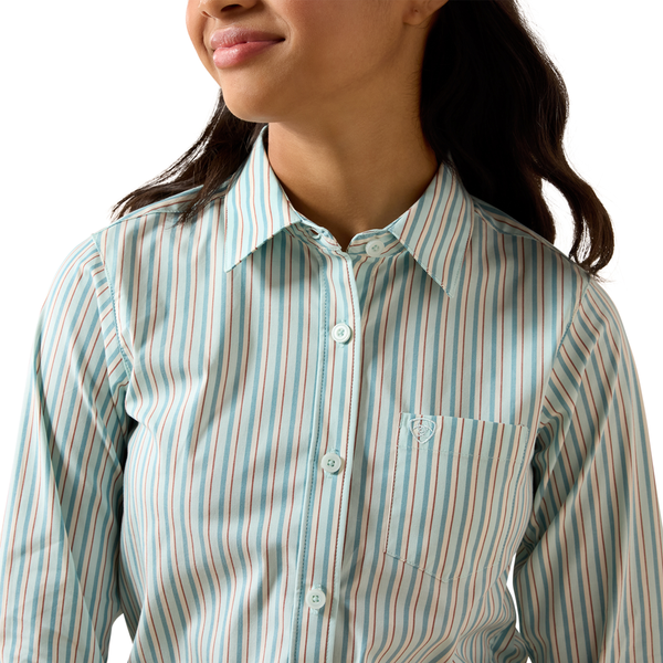 10079546 Ariat Girls' Team Kirby Shirt - Aquaesque