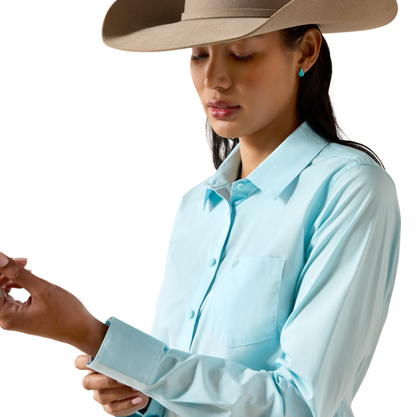 10079548 Ariat Women's Kirby Stretch Long Sleeve Shirt - Aquaesque