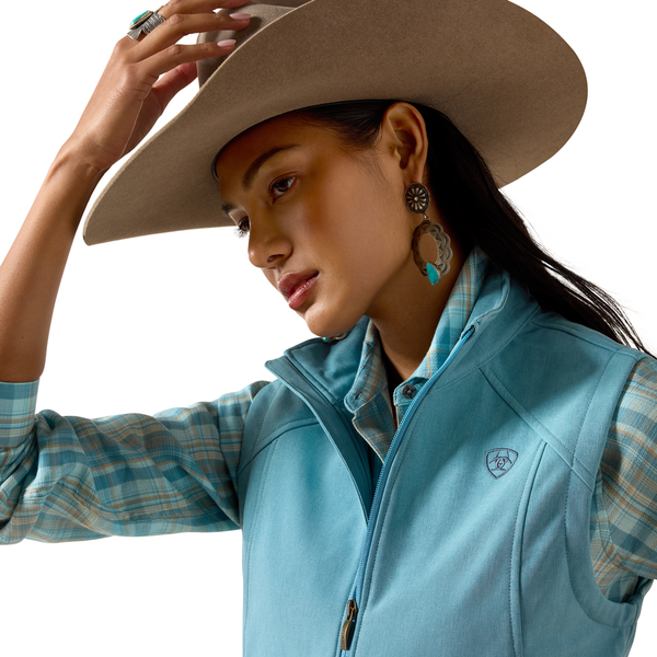 10079559 Ariat Women's Logo Softshell Vest - Adriatic Blue Heather