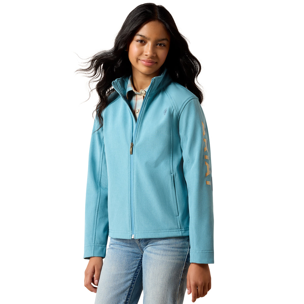 10079563 Ariat Girls' Logo Softshell Jacket - Adriatic Blue
