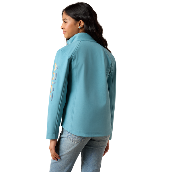 10079563 Ariat Girls' Logo Softshell Jacket - Adriatic Blue