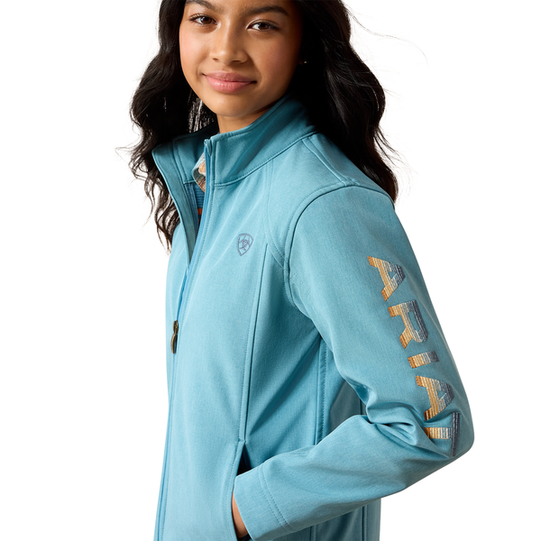 10079563 Ariat Girls' Logo Softshell Jacket - Adriatic Blue