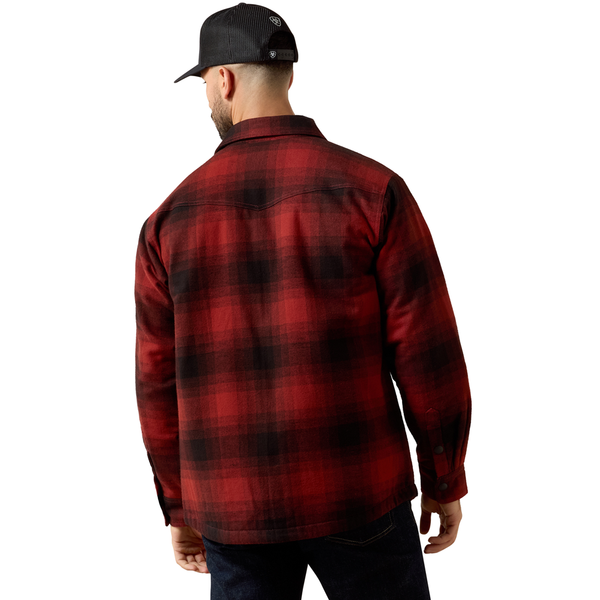10079575 Ariat Men's Retro Shirt Jacket - Biking Red Buffalo Plaid