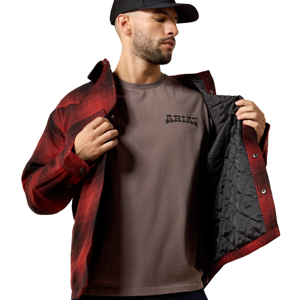 10079575 Ariat Men's Retro Shirt Jacket - Biking Red Buffalo Plaid
