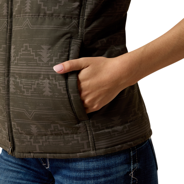 10079576 Ariat Women's Grizzly Quilted Vest - Belluga Rockwell Print