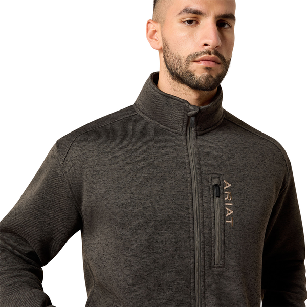 10079580 Ariat Men's Caldwell Full Zip Long Sleeve Sweater - Beluga