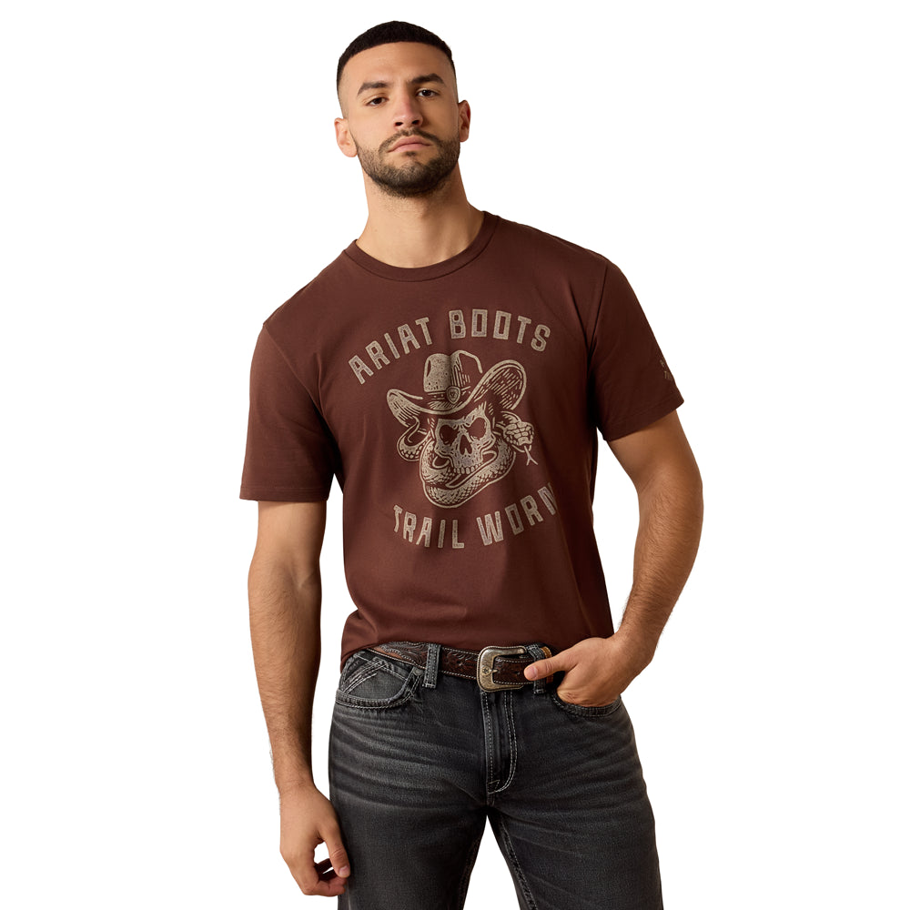 10079598 Ariat Men's Desert Skull Short Sleeve T-Shirt - Deep Mahogany