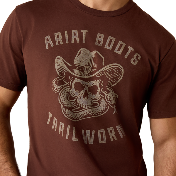 10079598 Ariat Men's Desert Skull Short Sleeve T-Shirt - Deep Mahogany