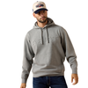 10079605 Ariat Men's Embossed Logo Long Sleeve Hoodie - Grey Heather
