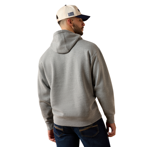 10079605 Ariat Men's Embossed Logo Long Sleeve Hoodie - Grey Heather