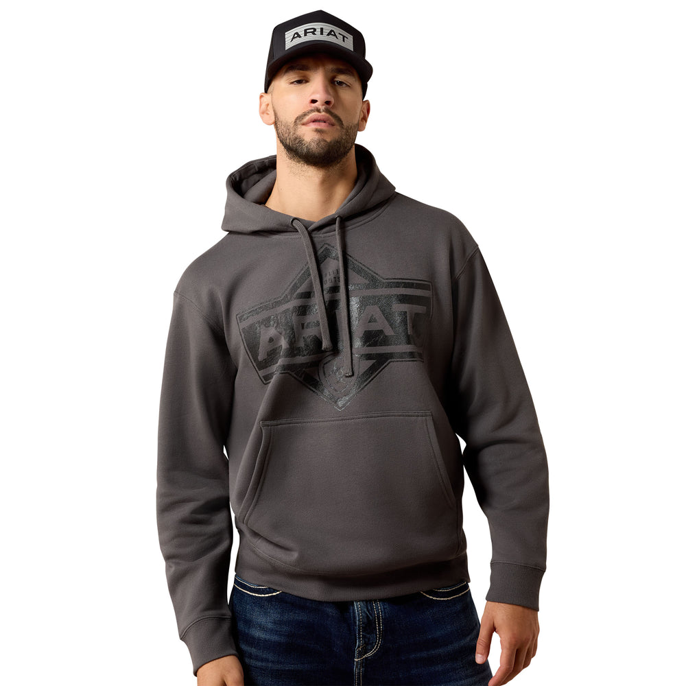 10079648 Ariat Men's Leather Diamond Hoodie - Dark Shadow