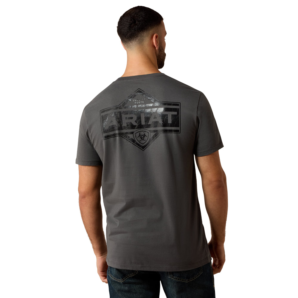 10079649 Ariat Men's Leather Diamond Short Sleeve T-Shirt - Dark Shadow
