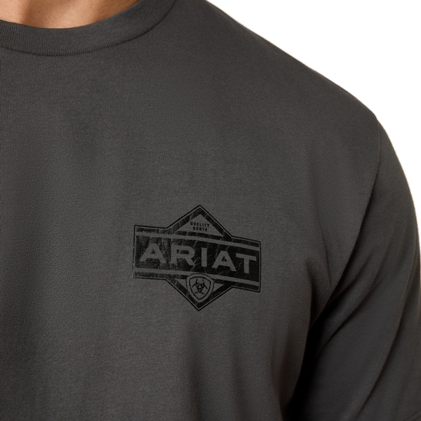 10079649 Ariat Men's Leather Diamond Short Sleeve T-Shirt - Dark Shadow