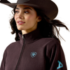 10079669 Ariat Women's Logo 1/2 Zip Sweatshirt - Chocolate Plum Heather