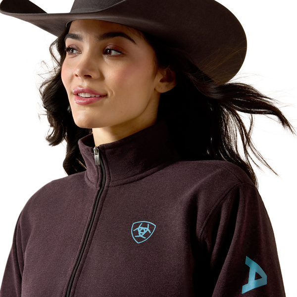 10079669 Ariat Women's Logo 1/2 Zip Sweatshirt - Chocolate Plum Heather