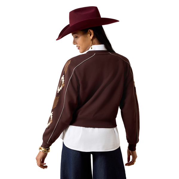 10079673 Ariat Women's Dakota Embroidered Sweatshirt - Chocolate Plum