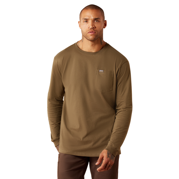 10079864 Ariat Men's Rebar Cotton Strong Hardhead T-Shirt - Canteen