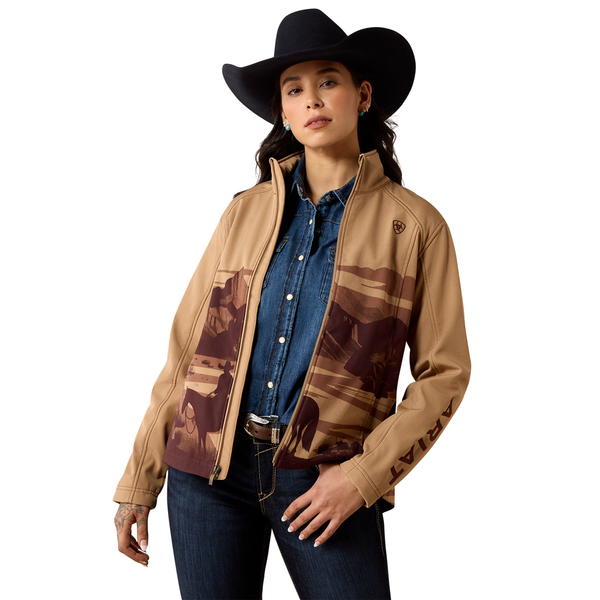 10079881 Ariat Women's Logo Softshell Jacket - Lone Ranger Print