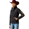 10079893 Ariat Women's Logo Softshell Jacket - Black/Stonewall