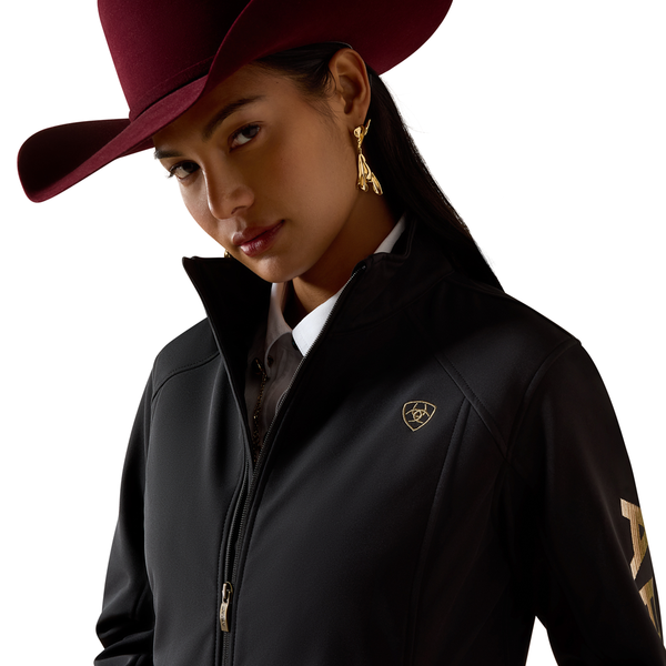 10079893 Ariat Women's Logo Softshell Jacket - Black/Stonewall