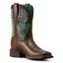 10080408 Ariat Women's Round Up Filly Wide Square Toe Western Boot - Dark Cacao